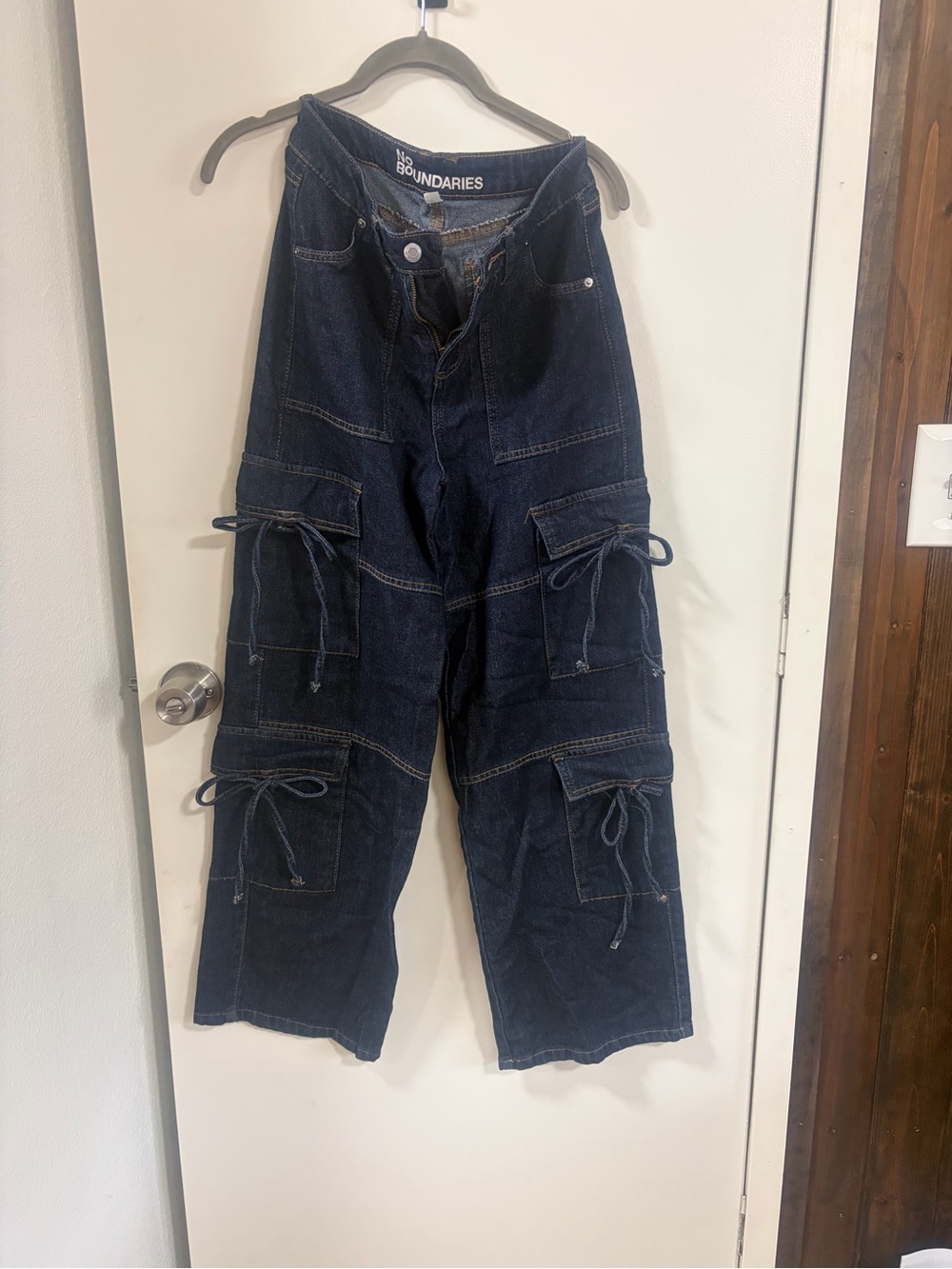 No Boundaries Navy Blue Denim Jeans with Contrast Stitching